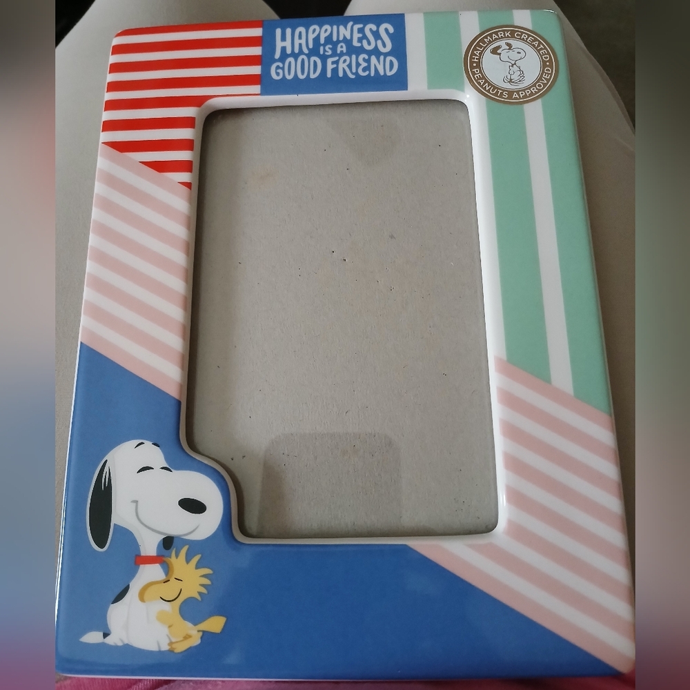 Hallmark Peanuts Snoopy & Woodstock Ceramic Picture Frame NEW